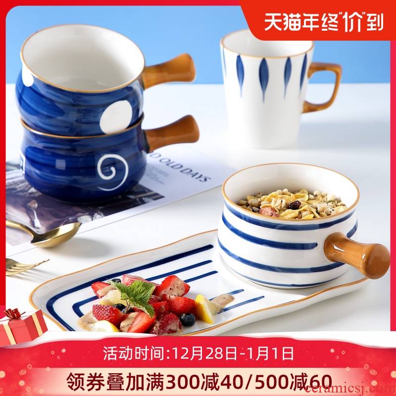 Jingdezhen ceramic household individuality creative dishes suit children oatmeal for breakfast bowl dishes one eating utensils
