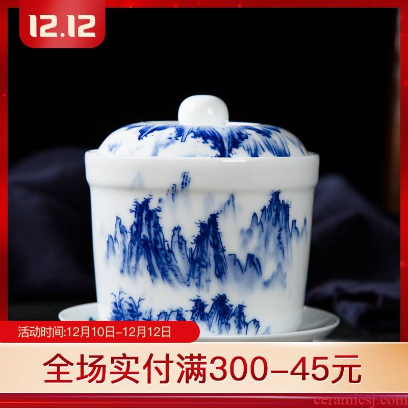 Jingdezhen ceramic stew household small blue and white porcelain crock stew bladder bird 's nest soup steamed egg with cover