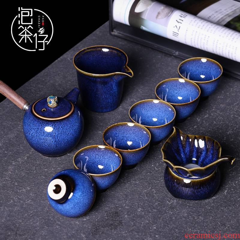 The tea wang jun porcelain masterpieces TuHao side pot of kung fu tea teapot suit Japanese household ceramics Chinese style restoring ancient ways