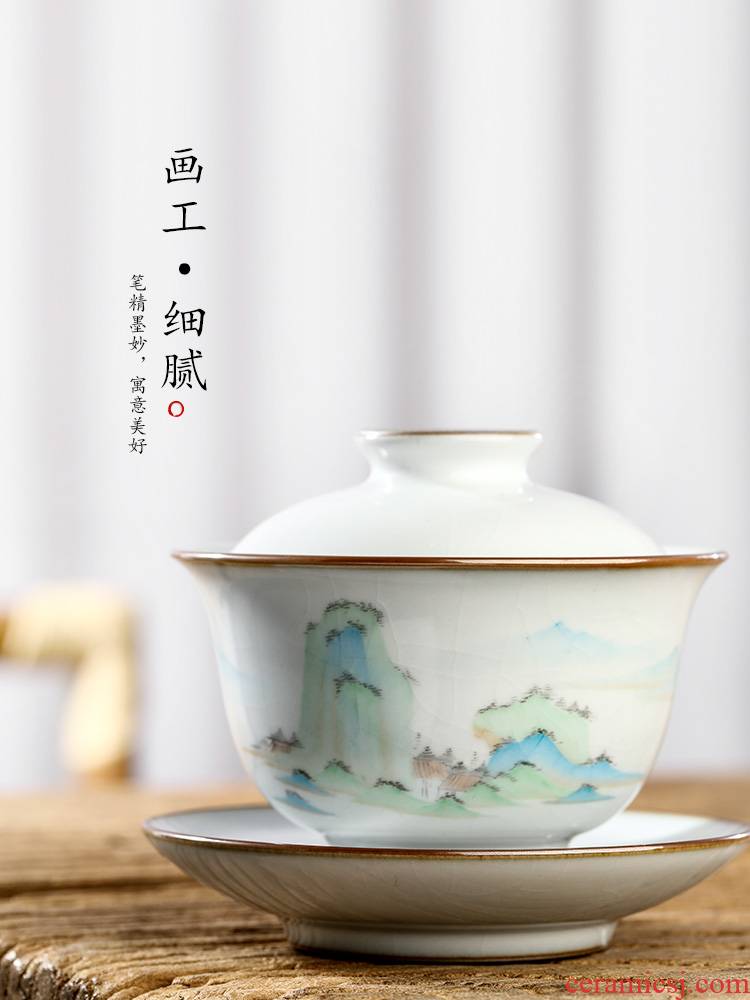 Your up only three tureen tea cups pure manual jingdezhen tea bowl of hot large kunfu tea tea; Preventer single
