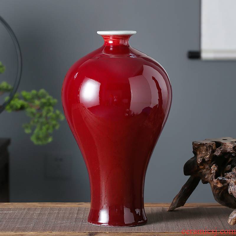 Jingdezhen ceramics, vases, flower arranging is sitting room place, home decoration opening gifts Chinese style ruby red glaze bottle