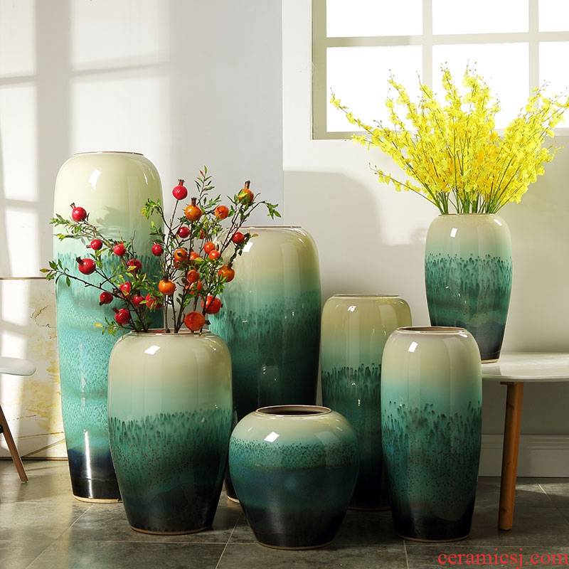 Nordic landing big vase furnishing articles European I and contracted hotel ceramic emerald green stores sitting room adornment flower arrangement