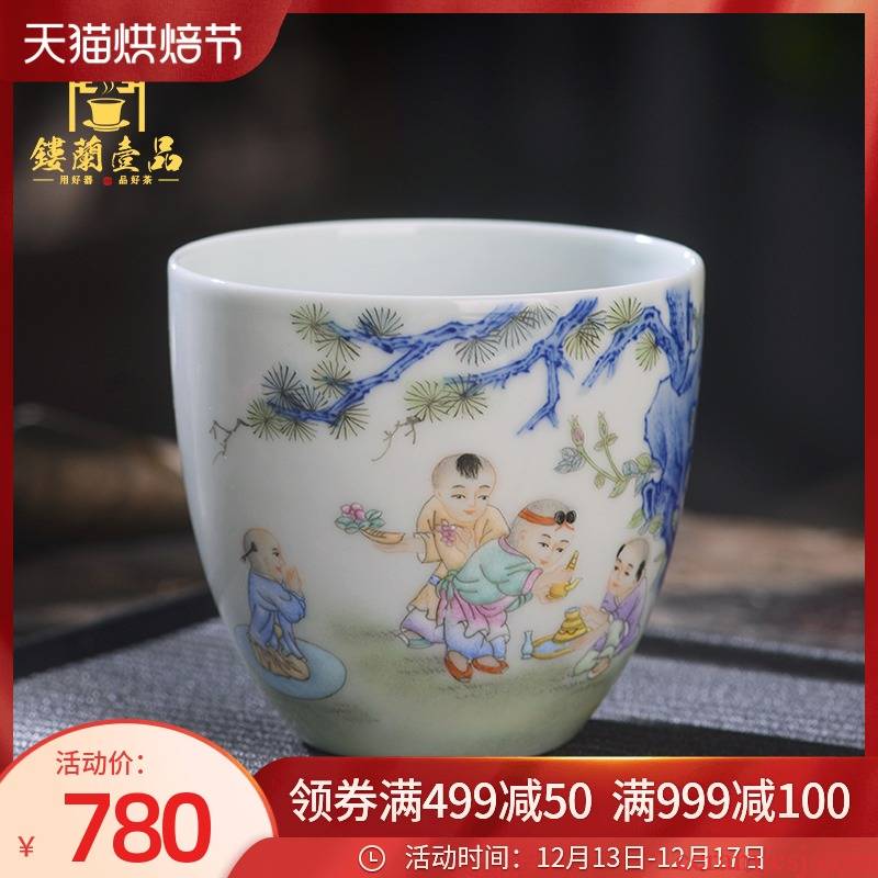 Jingdezhen ceramic all hand - made alum red figure baby play master cup large personal single CPU kunfu tea cups