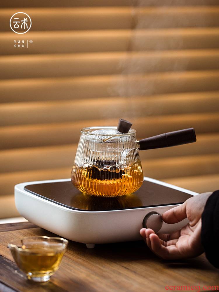 Cloud high - temperature operation more transparent glass pot of electric heating TaoLu scented tea boiled kettle side of real wood the teapot
