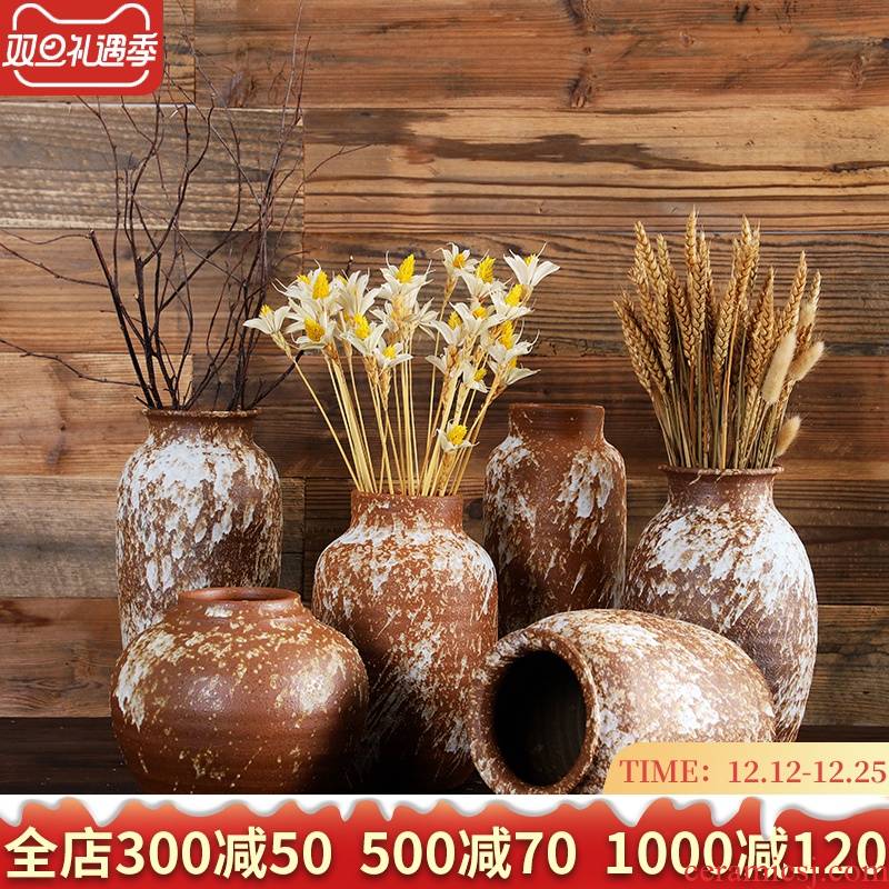 Manual coarse pottery vase Japanese flower implement small ceramic zen flower implement landing place to live in the the original flow retro flower receptacle