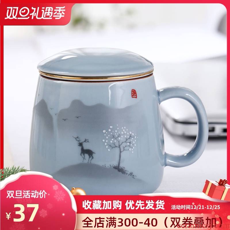 Glass ceramic cups with cover household filter Glass office creative mark cup of jingdezhen ceramic tea cup