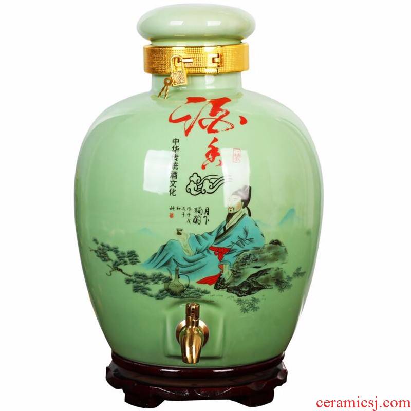 Jingdezhen ceramic jars it 5 jins of 10 jins 20 jins shadow green archaize mercifully tank bottle wine bottle sealed jar