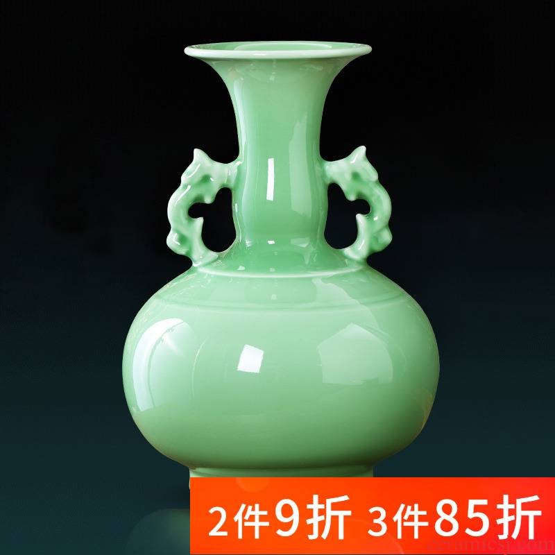 Jingdezhen ceramics celadon ears vase creative I and contracted sitting room TV ark adornment furnishing articles arranging flowers