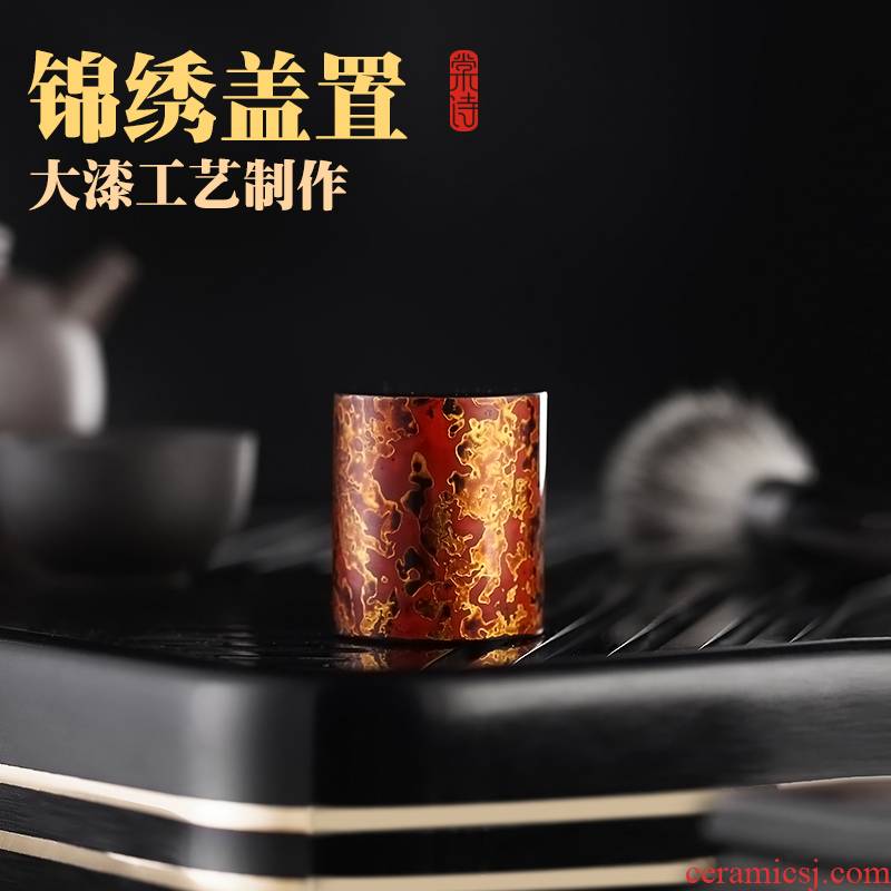 Shadow at iron lid buy real wood lid support manual Chinese lacquer cover set it cover support tea accessories furnishing articles S
