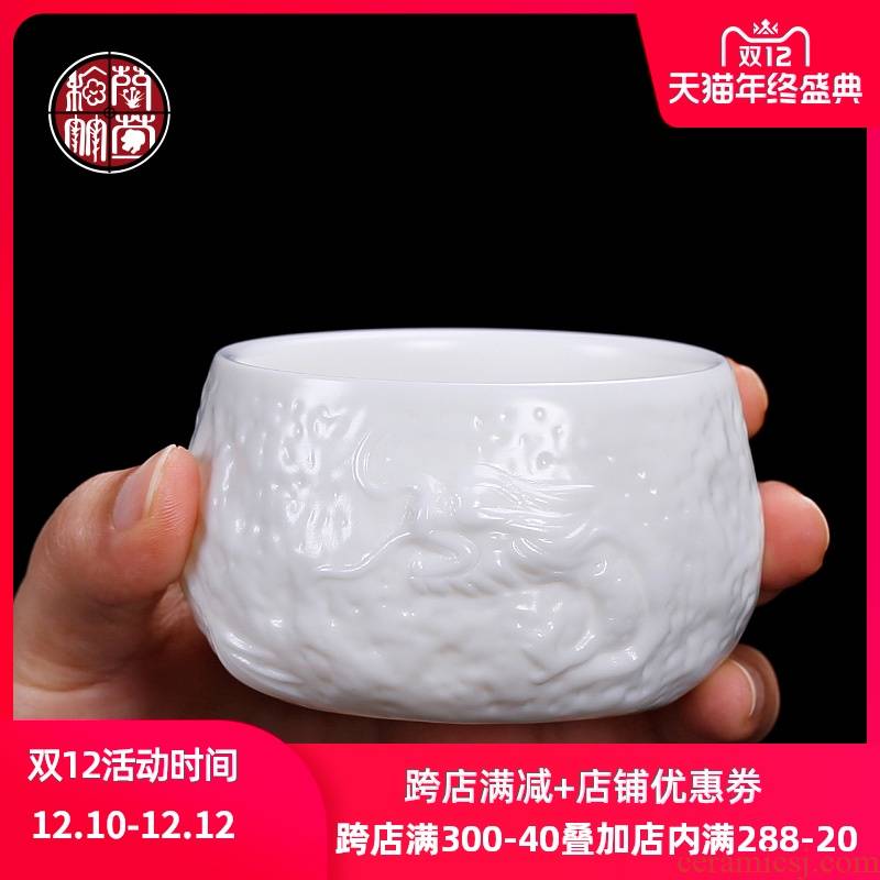 De - gen Chen checking out hidden dragon cup of dehua white porcelain masters cup single cup large suet jade small single ceramic cups