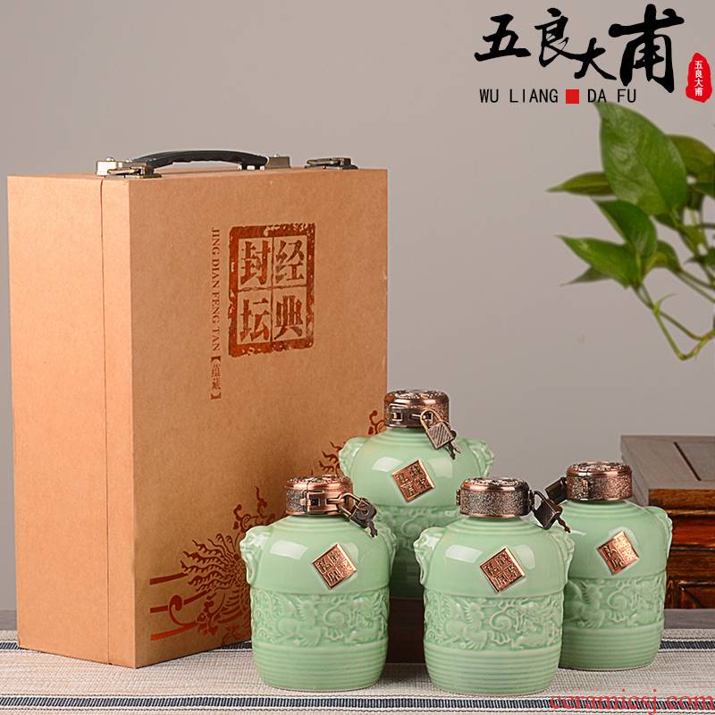 Jingdezhen ceramic terms jars 1 kg pack with gift box wine bottles household of Chinese style creative wine jugs