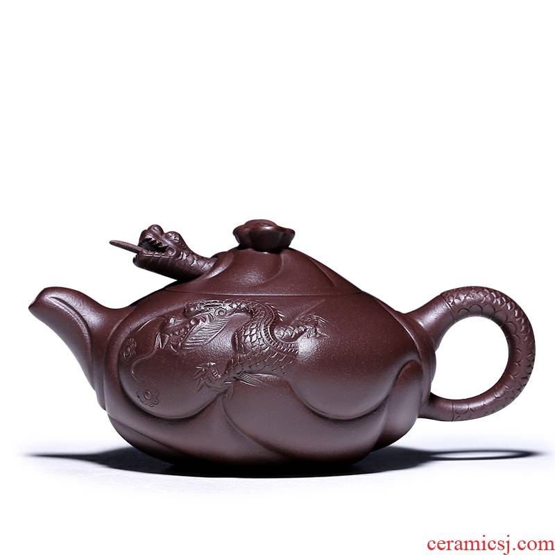 Shadow at yixing are it by pure manual collection class tea flower implement purple clay teapot GYT dragon fish