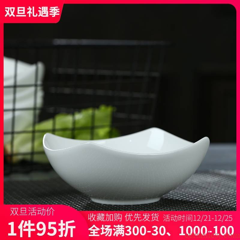 Pure white ipads jingdezhen ceramic tableware bowls creative Korean salad bowl bowl of white household Japanese soup bowl rainbow such use