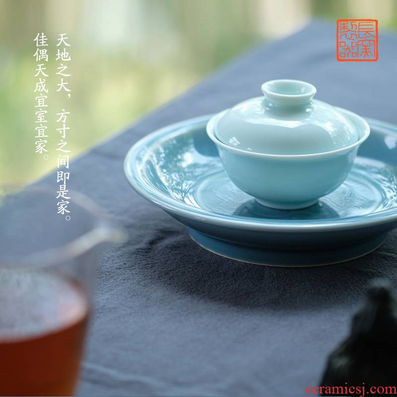Offered home - cooked darling tiancheng manual its shadow in green, a single small tureen jingdezhen ceramic tea cups
