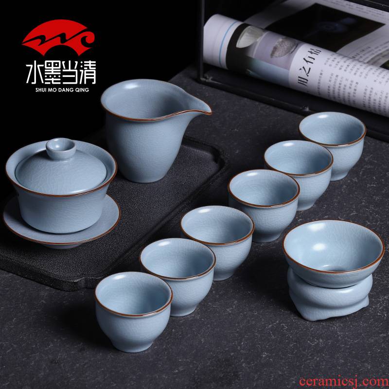 Kung fu tea set suits for your up slicing can raise the ice crack household jingdezhen ceramic tureen office tea cups