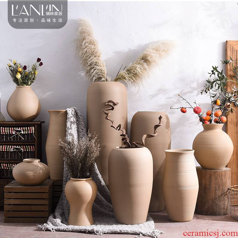 Restore ancient ways do old coarse some ceramic pot courtyard sitting room adornment home furnishing articles dried flower simulation flower decoration ceramic vase
