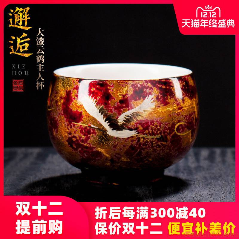 Artisan fairy ling - ling xu master Chinese lacquer cup tea master cup single CPU ceramic household pure manual, kung fu tea cups
