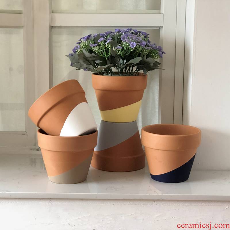 The red clay color irregular meaty plant flower pot small potted flowers, green plant air pineapple ceramic flower pot