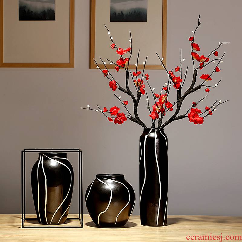 I and contracted ceramic flower vase continental sitting room of new Chinese style household ceramic creative furnishing articles simulation flower art