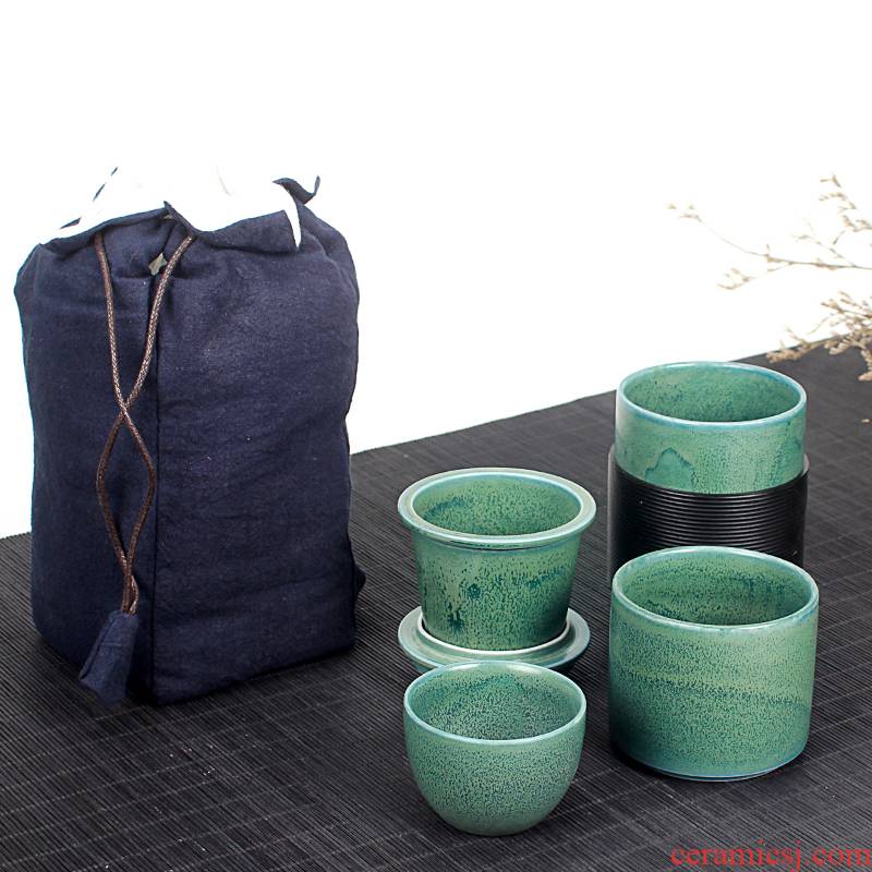 Crack cup portable travel bag new Japanese ceramic a pot of tea set two simple is suing tourism teapots