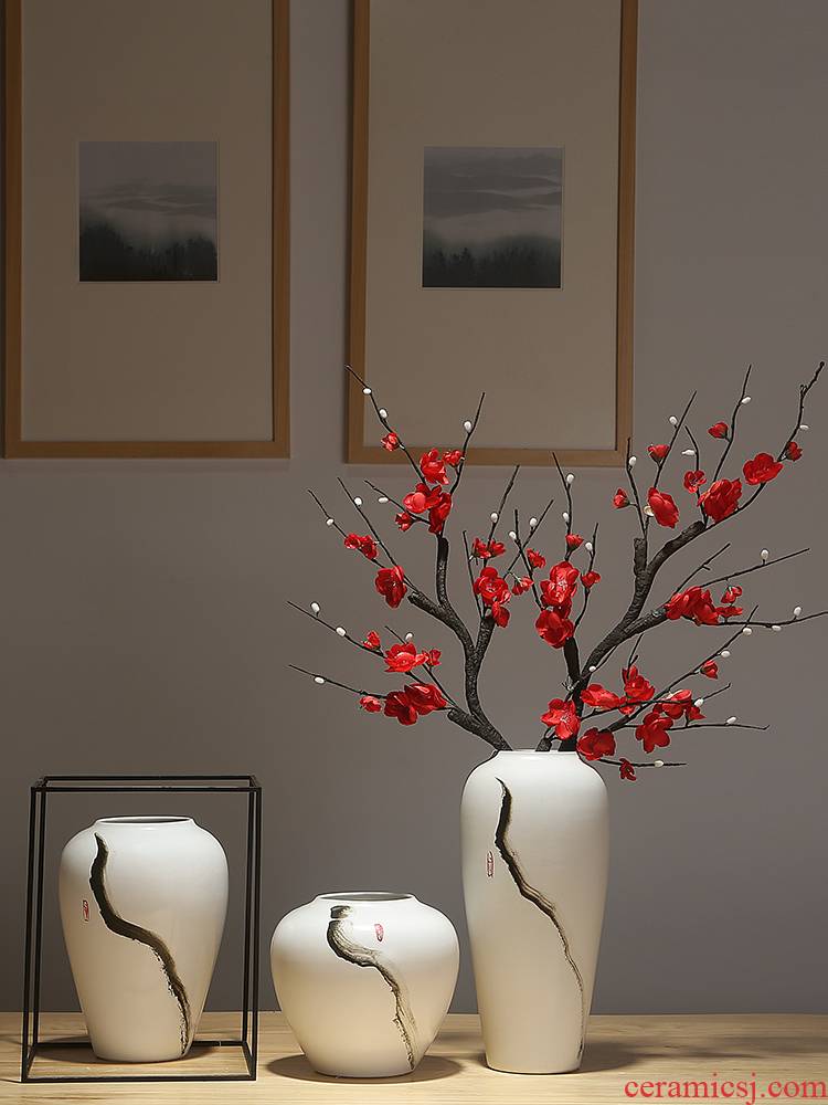 Jingdezhen ceramic vases, new Chinese style is I and contracted sitting room of dried flowers, flower arranging porch is decorated furnishing articles porcelain flowers