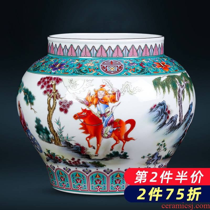 Archaize of jingdezhen ceramics colored enamel vase figure as cans sitting room adornment of Chinese style household furnishing articles written down the mountain