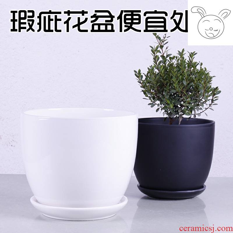 Defective white ceramic flower pot extra large indoor contracted other move tray of incomplete flower pot chlorophytum package mail