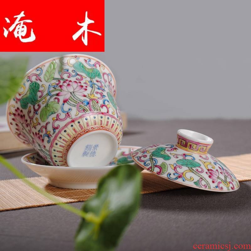 Flooded, rhyme XY - CJ284C jingdezhen hand - made ceramic famille rose tea tureen ZXZ antique porcelain cups