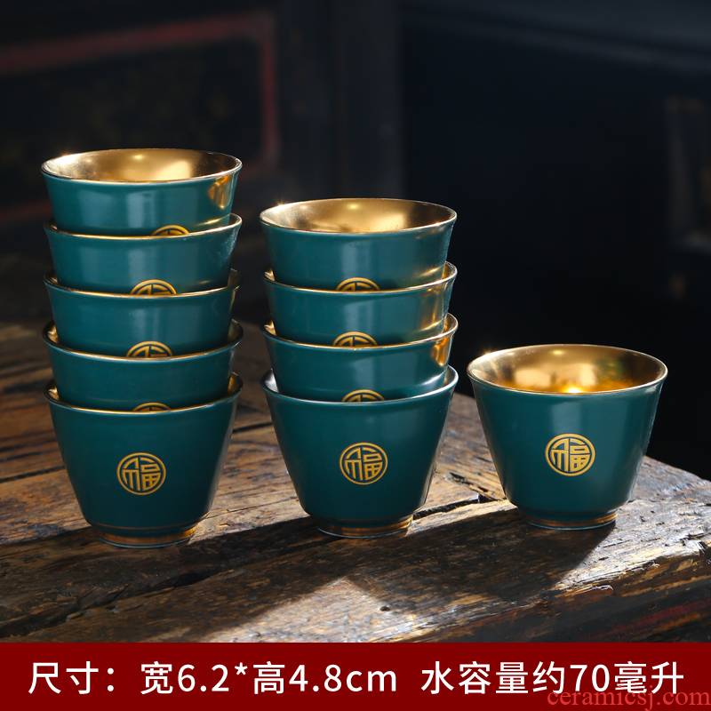 Tasted silver gilding ceramic kung fu tea set suit household sample tea cup master cup personal cup single cup cup tea accessories