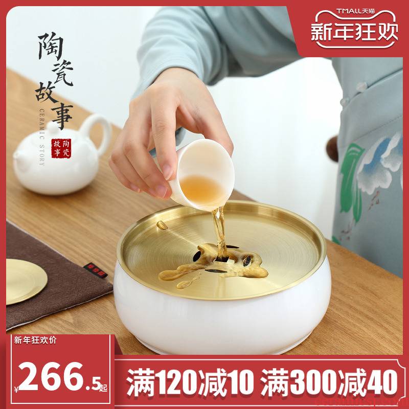 Ceramic story pure copper small ground water Japanese household contracted kung fu tea tray was drop small tea table