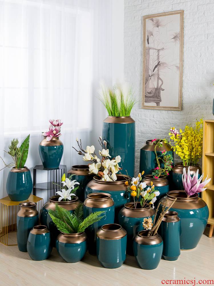 I and contracted jingdezhen ceramic vase sitting room European - style villa POTS dry flower arranging flowers, household adornment furnishing articles