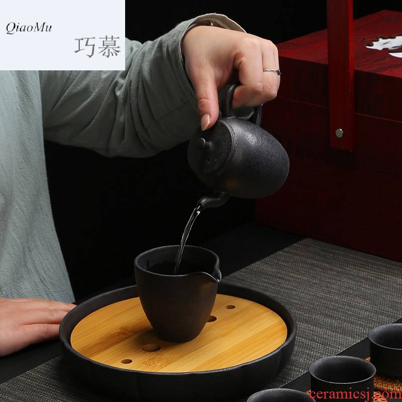 Qiao MuYin pot dry mercifully suit of black spot zen tea tea tray was kung fu tea set ceramic cups of a complete set of gift box