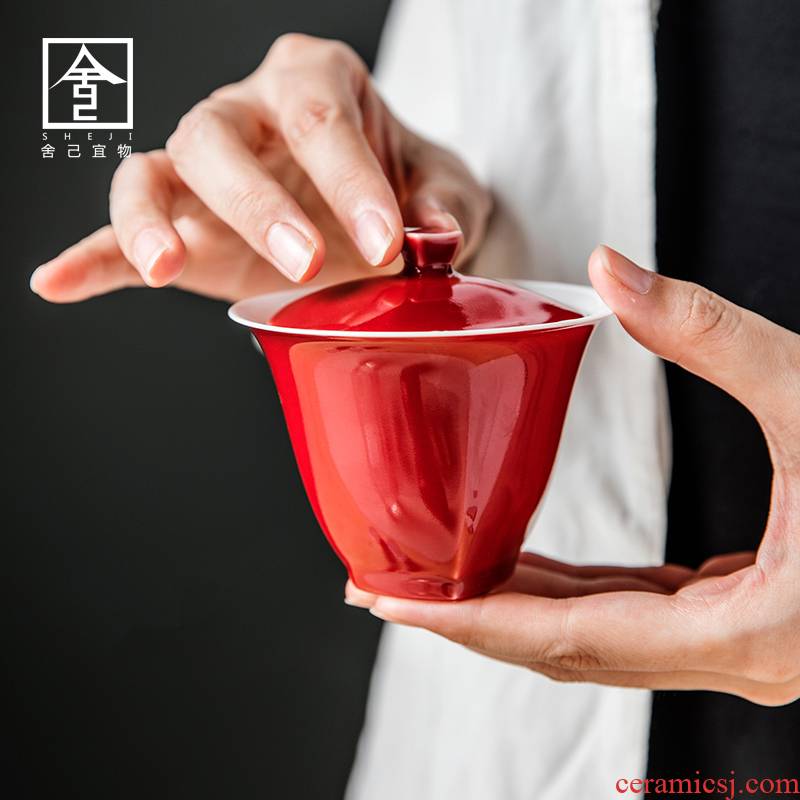 The Self - "appropriate content of jingdezhen tureen ruby red cup bowl tea Japanese hot kung fu tea set home