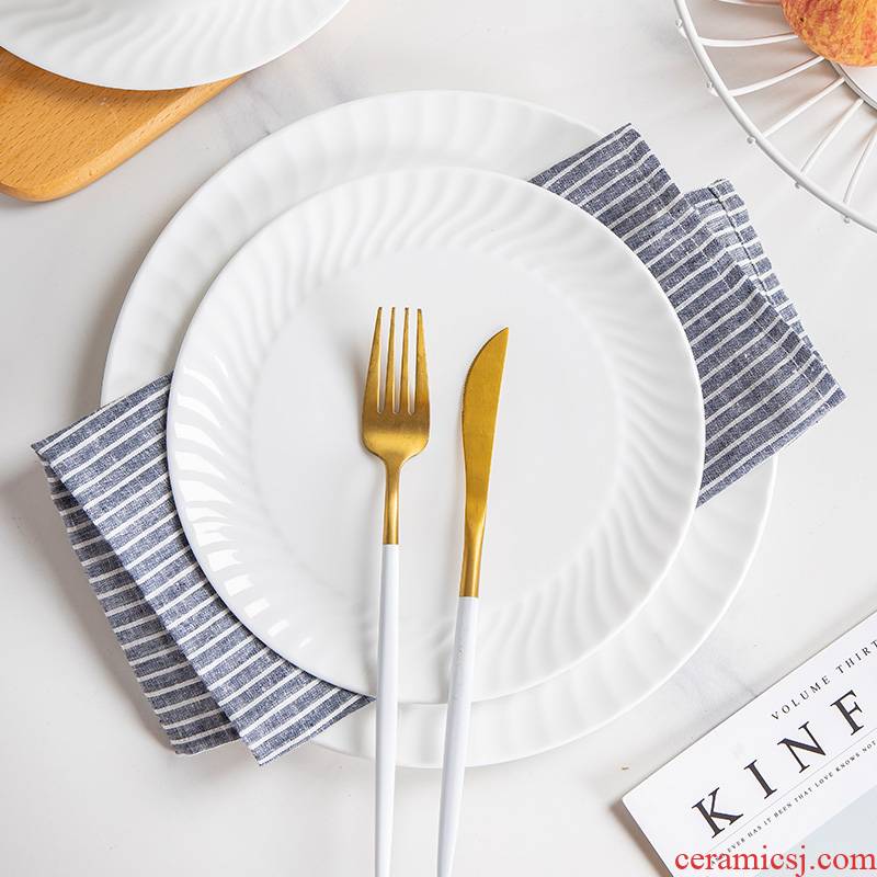 Jingdezhen ceramic round plate ceramic dish dish dish platter of pure flat household utensils beefsteak
