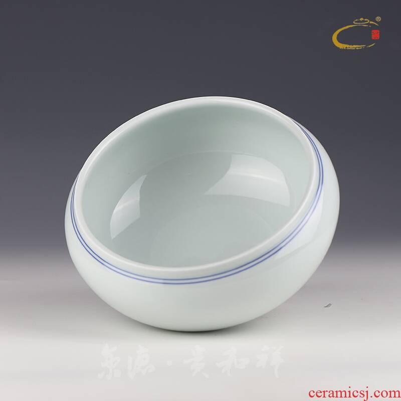 Jing DE jingdezhen blue and white XiCha double large water washing and cheung kung fu tea tea zero with a writing brush washer by hand