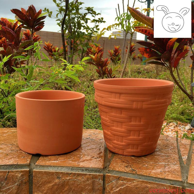 Red pottery flowerpot meaty plant flower pot ceramic flower pot pot straight flowerpot embossed flower POTS round flower pot