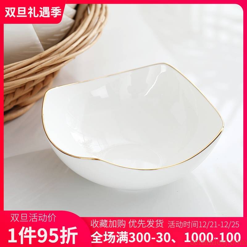 Ipads China rainbow such as bowl bowl Jin Bianfang creative fruit salad bowl bowl bowl bowl domestic large - sized ceramic bowl for breakfast