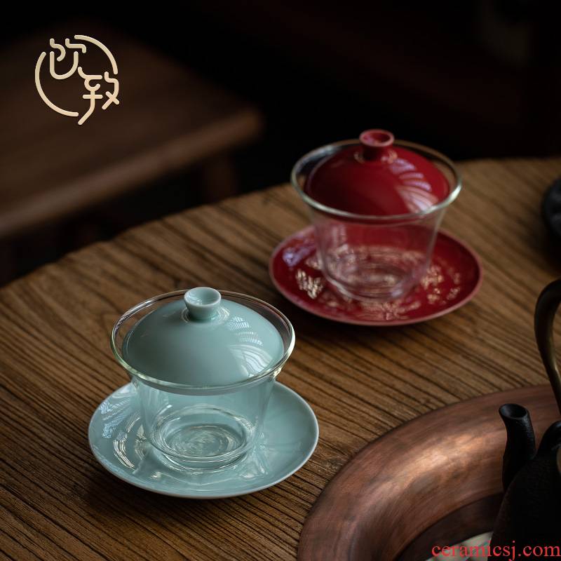Tureen not hot three cups to ultimately responds to heat - resistant glass bowl of kung fu tea set a single transparent ceramic tea cup