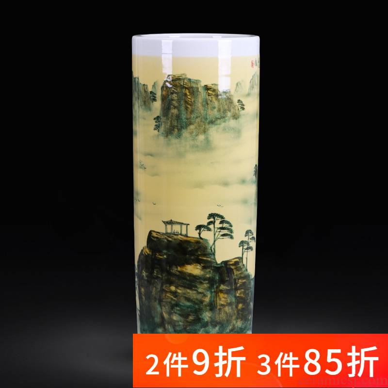 Jingdezhen ceramics hand - made landed straight quiver big vase furnishing articles of new Chinese style household adornment TV ark