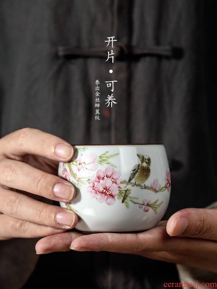 Your up kung fu tea cups jingdezhen hand - made peach blossom put water point master cup single cup pure manual up sample tea cup only