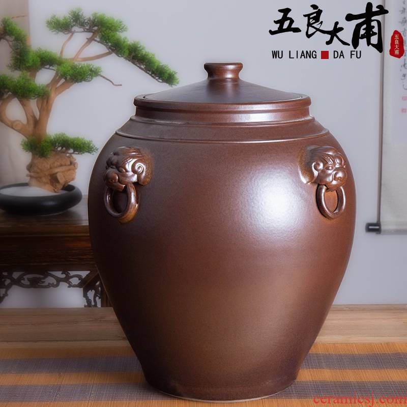 Jingdezhen ceramic it barrel household 50 kg 100 installed with cover face antique tea cylinder seal cylinder storage tank