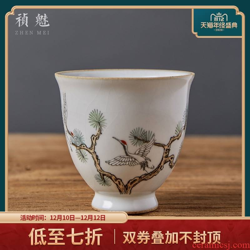 Shot incarnate the jingdezhen ceramic your up hand - made cranes teacup kung fu tea set sample tea cup personal single CPU master CPU