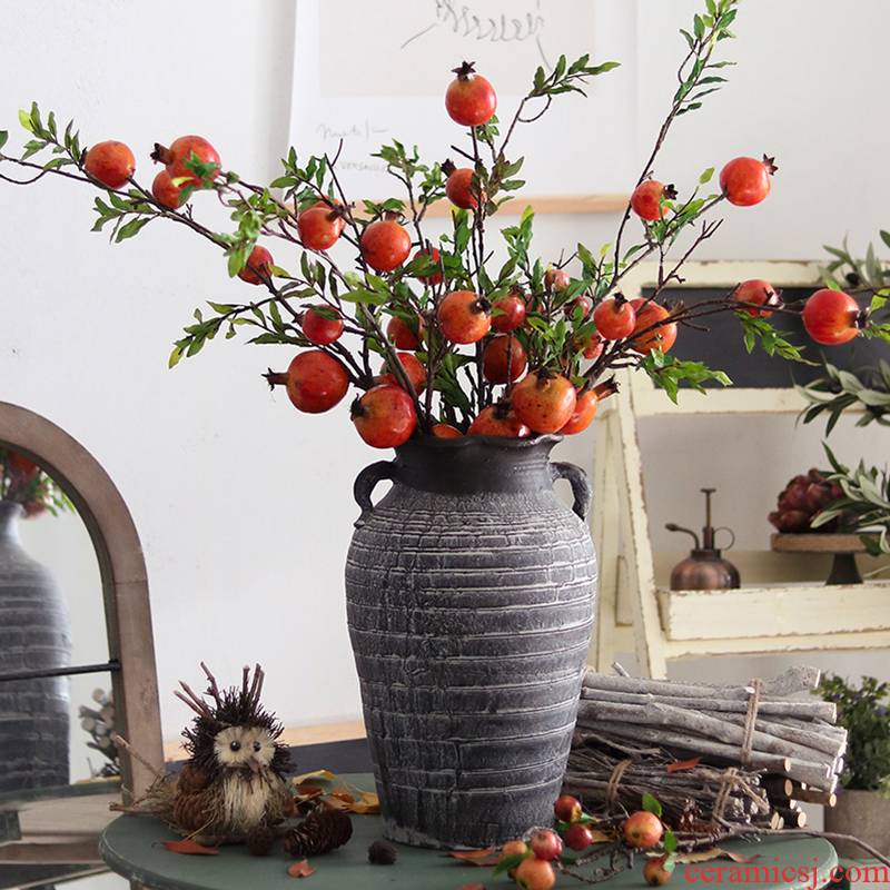 To embellish the manual POTS dry flower flower arranging flower implement coarse pottery vase flowerpot furnishing articles red clay earthenware jar imitation restoring ancient ways