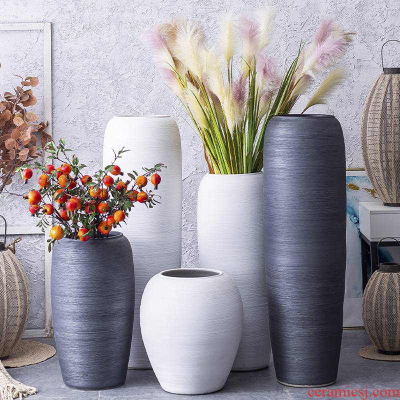 Nordic I and contracted sitting room of large white vase flower arranging hotel garden manual coarse pottery decorative furnishing articles