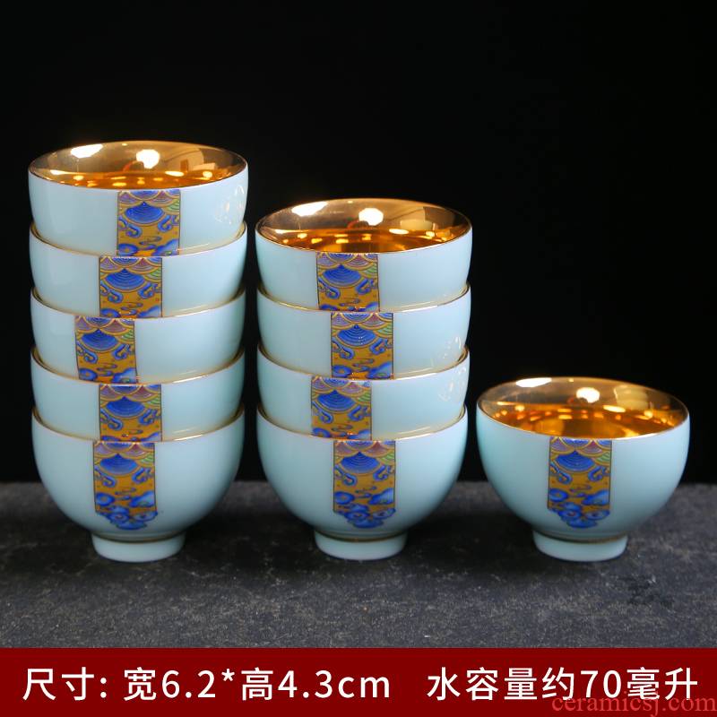 Longquan celadon kung fu tea set suit household contracted and I jingdezhen tea cup teapot tea art is the living room accessories