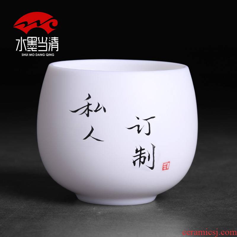 Dehua white porcelain tea cups of large sample tea cup suet jade thin foetus master cup single CPU ceramic kunfu tea custom