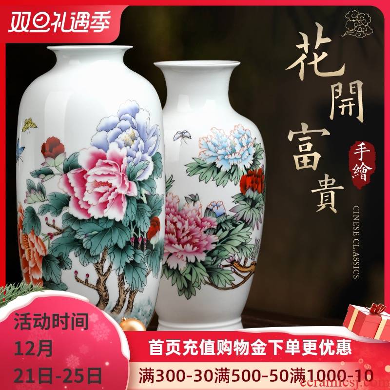 The Master of jingdezhen hand - made famille rose blooming flowers vase peony ceramic vase furnishing articles large sitting room adornment