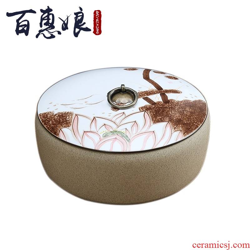 (niang hand large blue and white porcelain tea to wash to the ceramic with cover coarse pottery bowl writing brush washer pu 'er tea cake tea caddy fixings