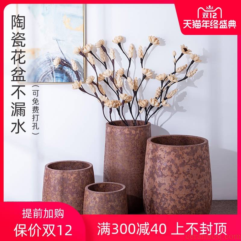Green plant Nordic vase flowerpot I and contracted indoor plant decoration to restore ancient ways of large diameter cylinder clay ceramic hydroponics