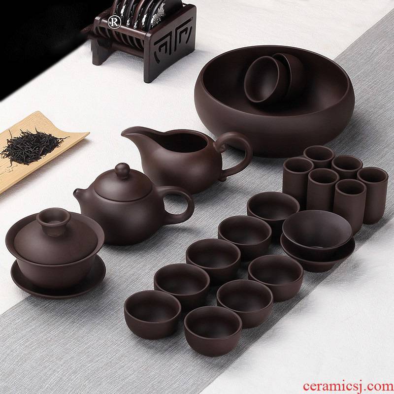 Hui shi violet arenaceous kung fu tea set of household ceramic tea cup small set of simple office contracted mini the teapot